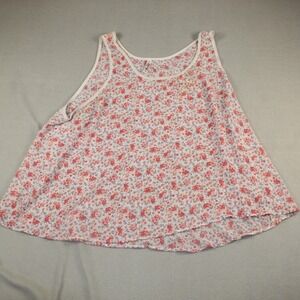 Mudd Tank Top Floral Print Boho High-Low Hem 3X Pink Orange Blue Sleeveless Boho